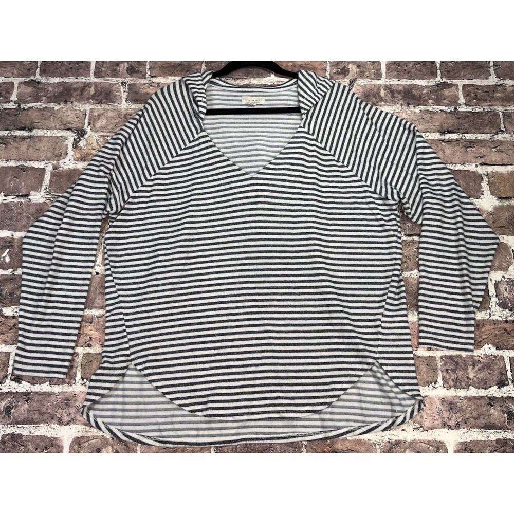 Lucky Brand Long Sleeve Striped Hoodie Pullover Women M Spring Summer Baja Beach